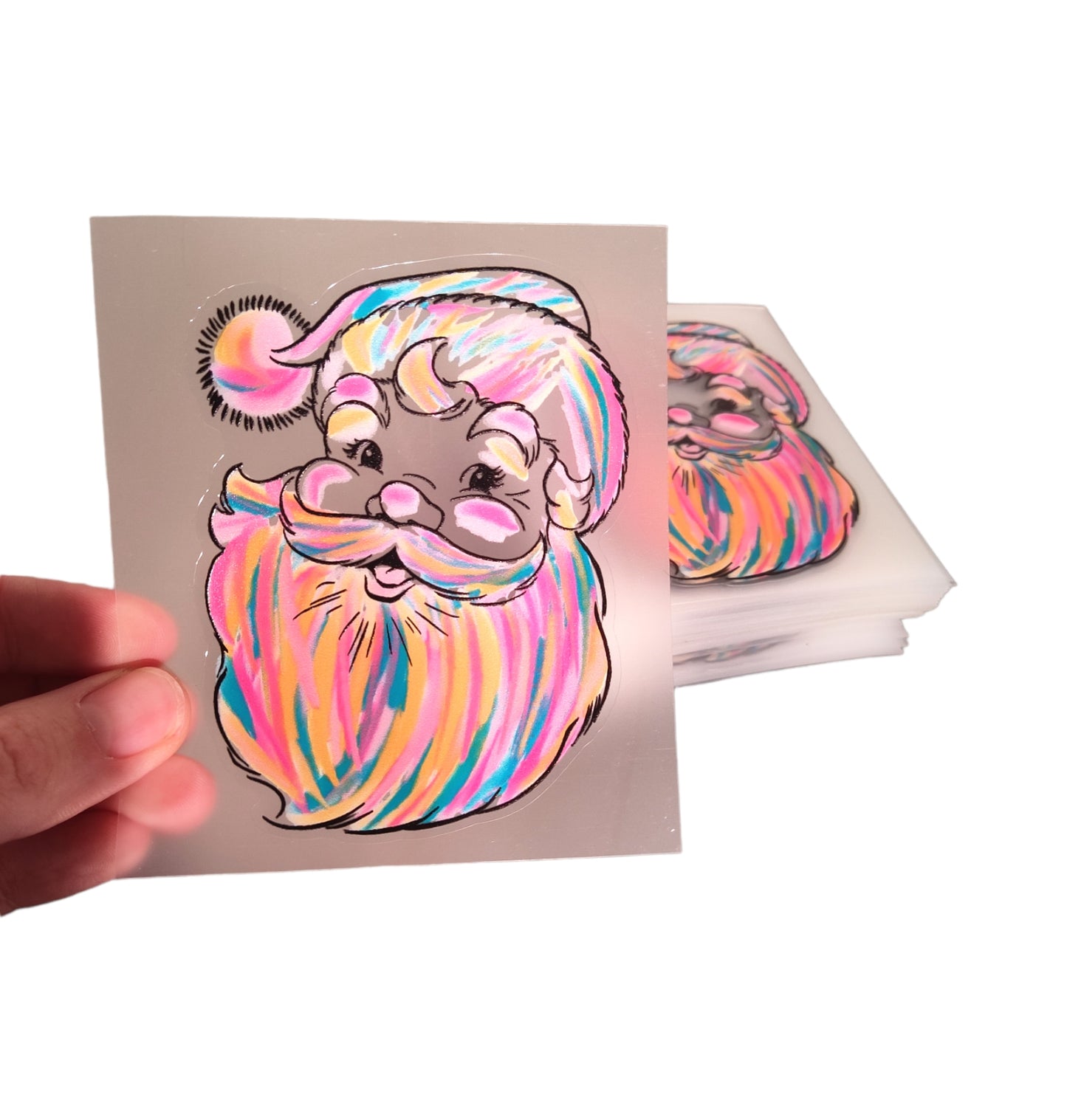 Colorful Santa Waterproof Die Cut Transfers
