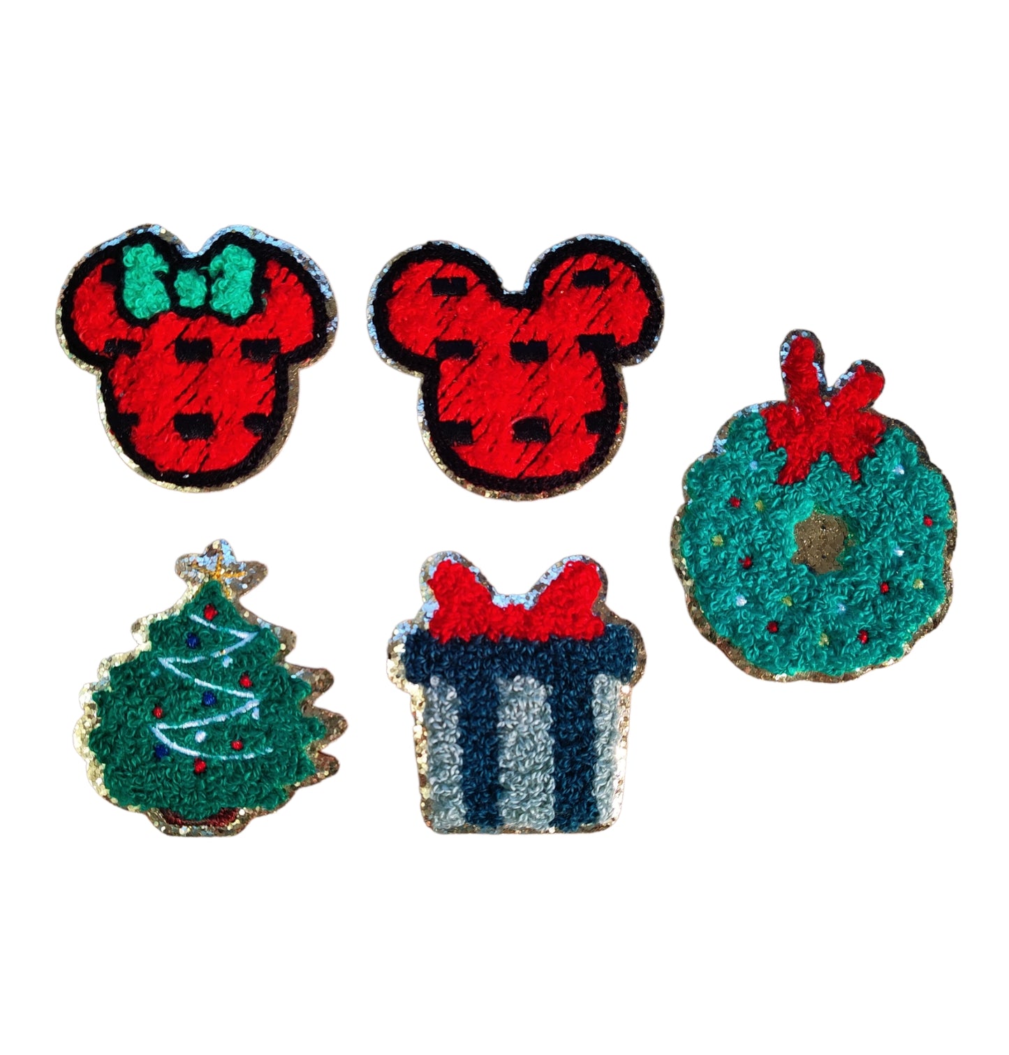 Small Christmas Patches Gold Glitter Iron On Patch