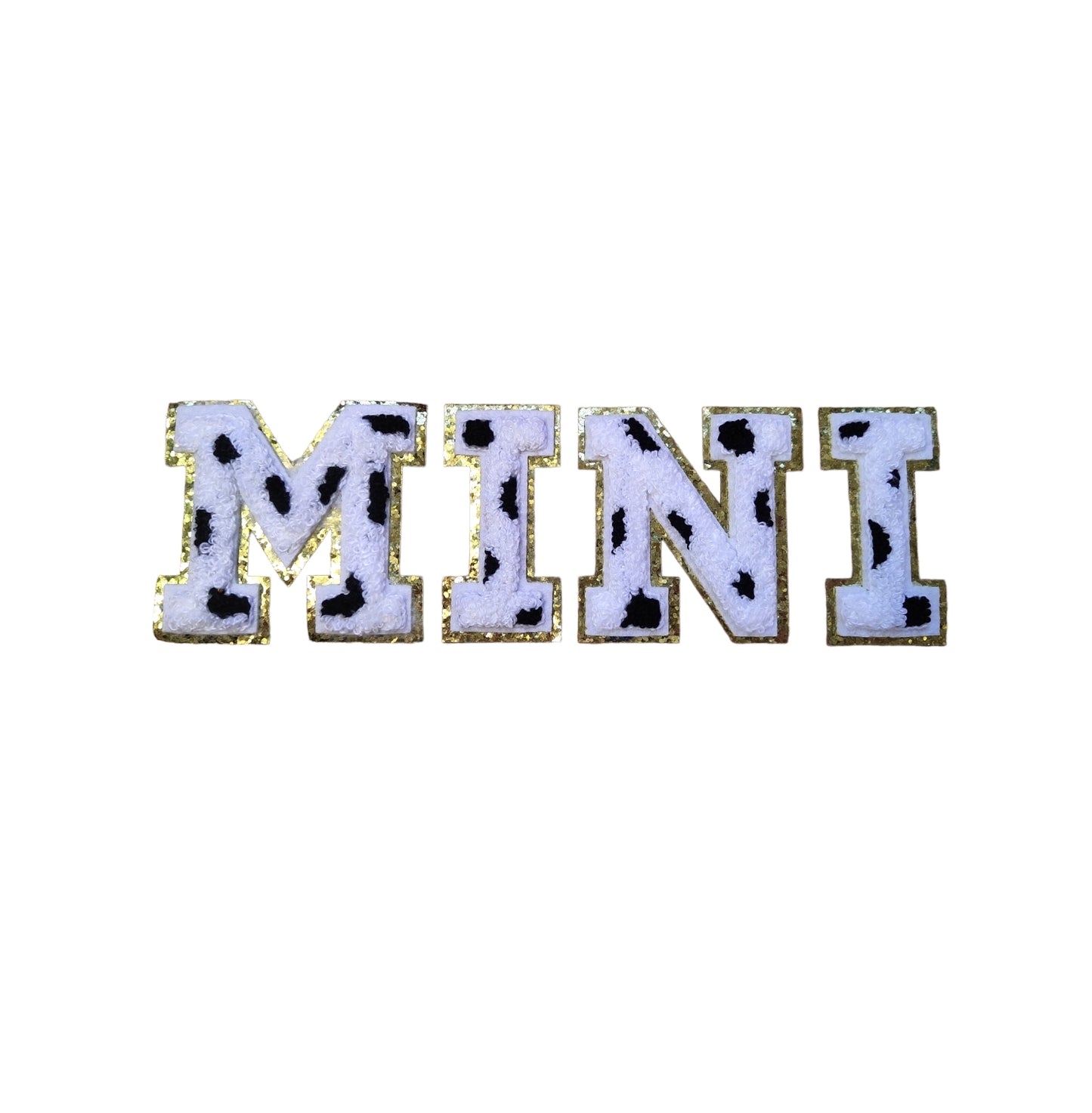 Cow Print Chenille Gold Glitter Iron On Patches