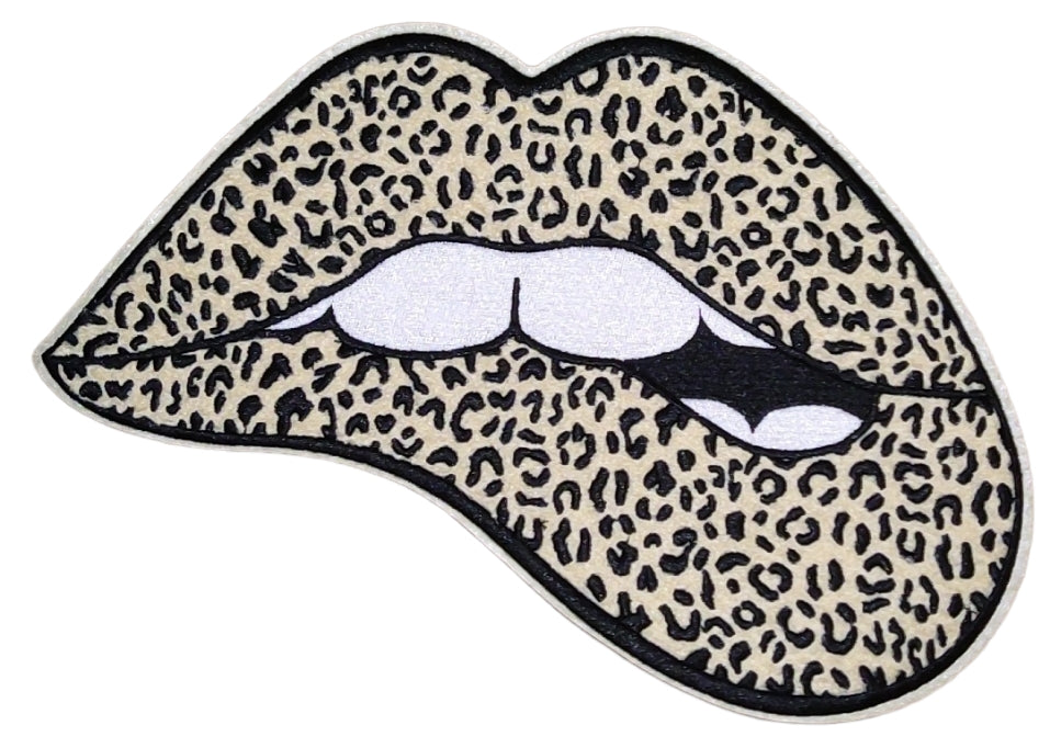 Cheetah Lips Large Chenille Iron-on Patch