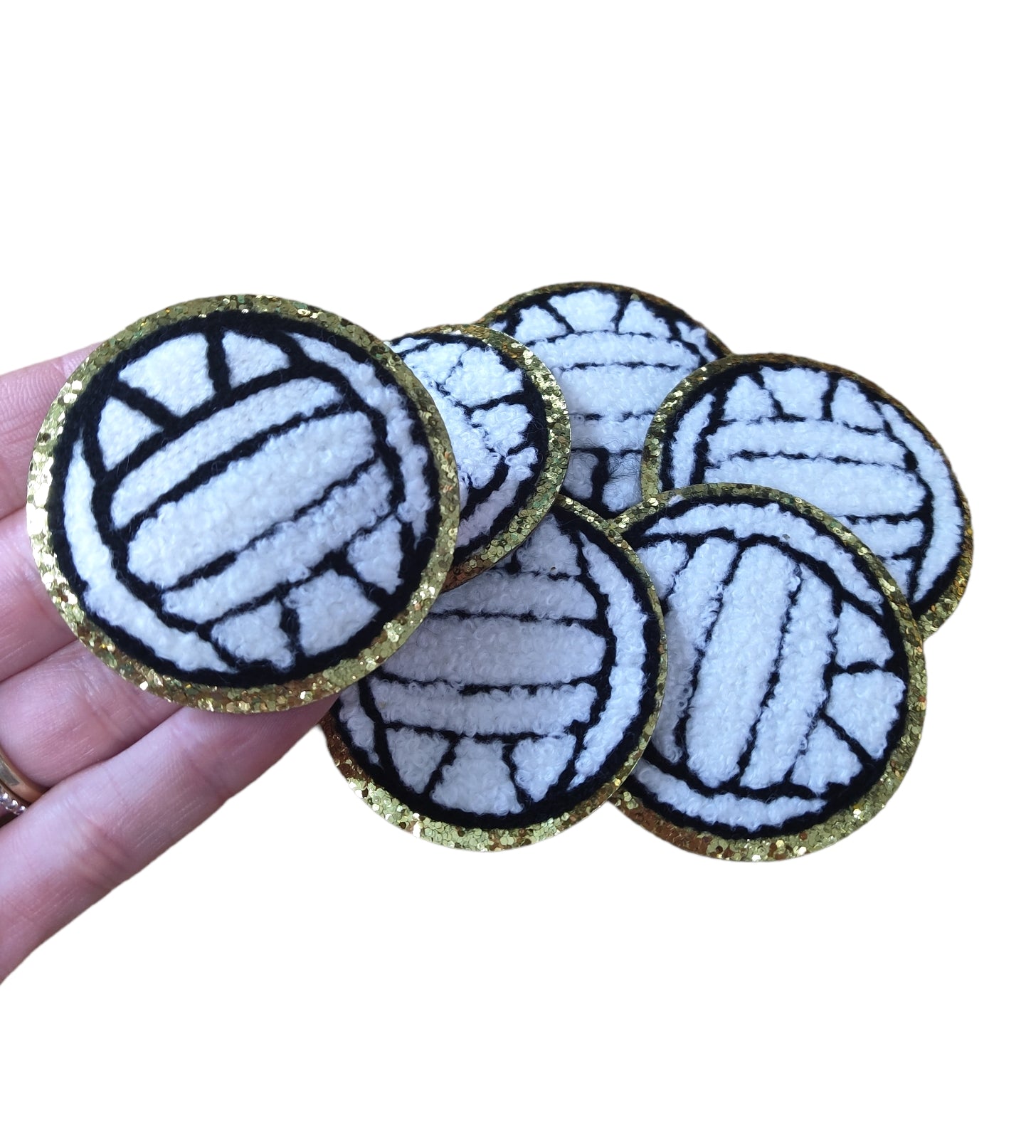Volleyball Chenille Glitter Iron On Patch Scratch Decor