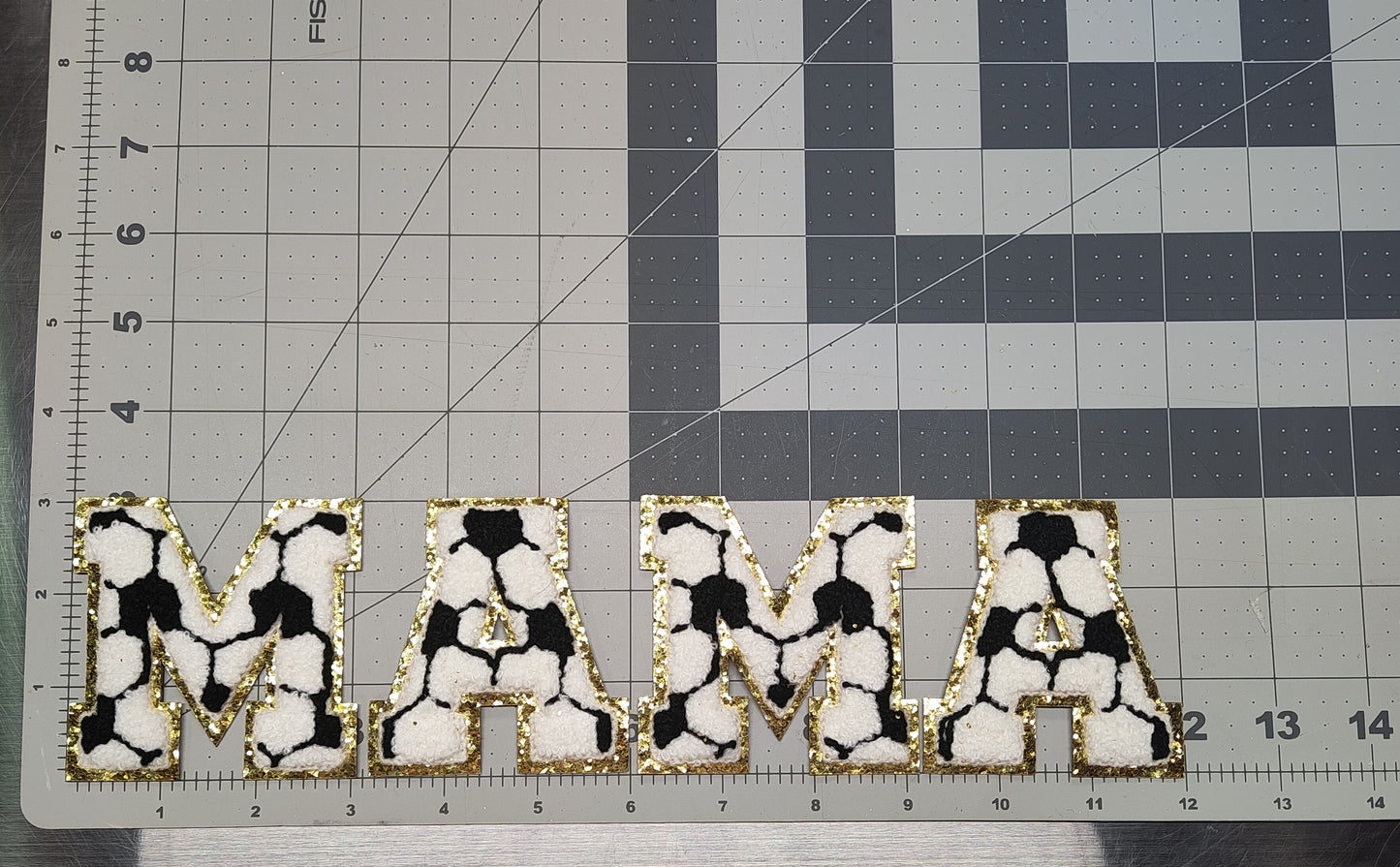 Soccer Chenille Gold Glitter Iron On Patches