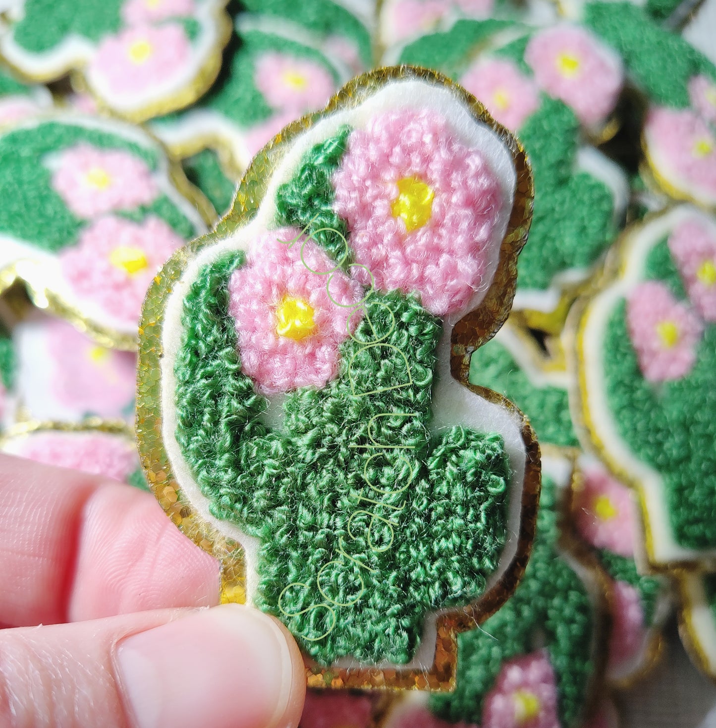 Cactus Gold Glitter Iron On Patch