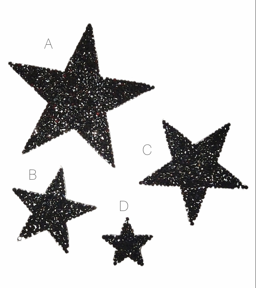 Black Rhinestone Star Iron On Patch
