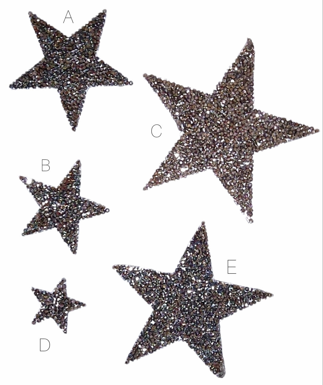 Graphite Rhinestone Star Iron On Patch