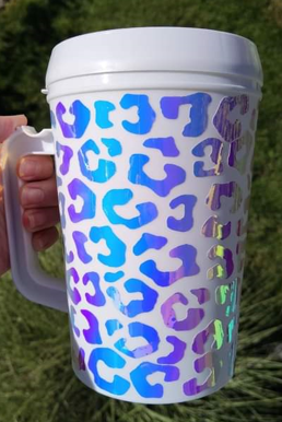 Holographic Cheetah Wrap HIP SIPS Mega Mug 34oz