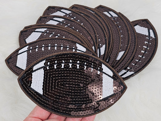 Large Brown Football Sequin Iron On Patch