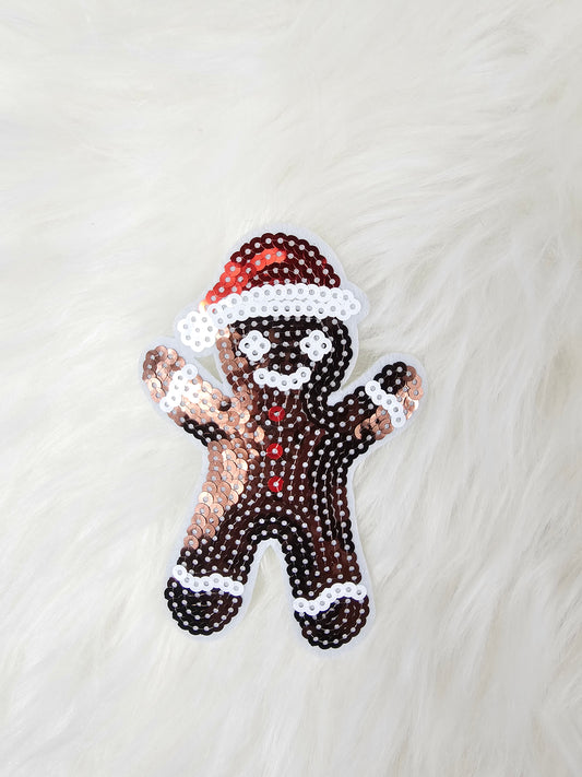 Gingerbread Men Sequin Embroidery Iron On Patch