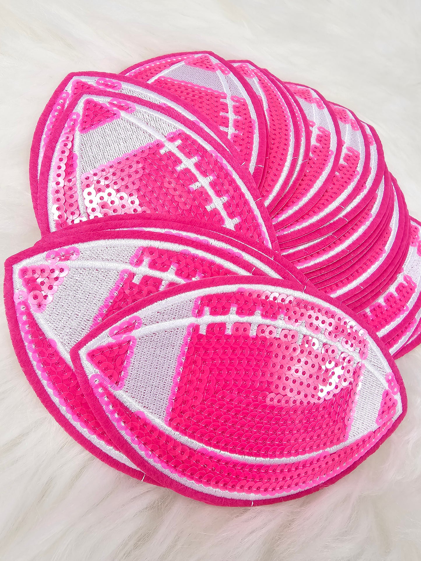 Hot Pink Football Sequin Iron On Patch