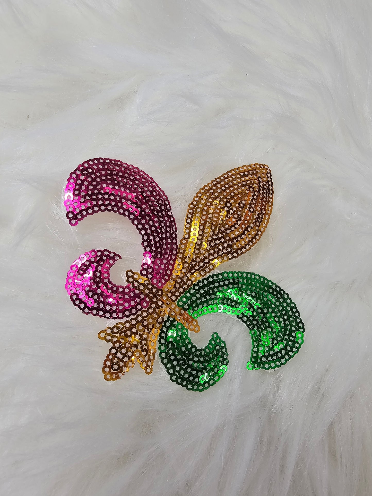 Large Sequin Mardi Gras Iron On Patch