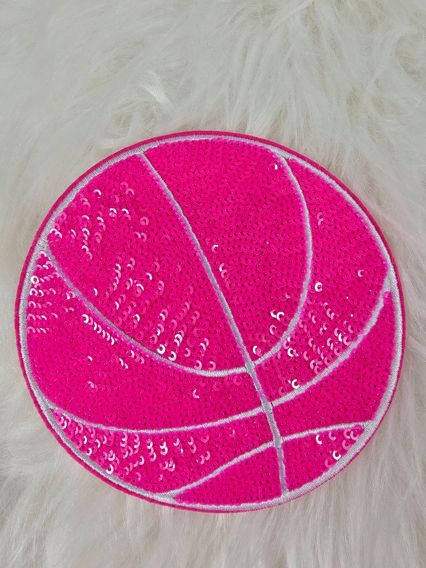 Hot Pink Basketball Sequin Iron On Patch