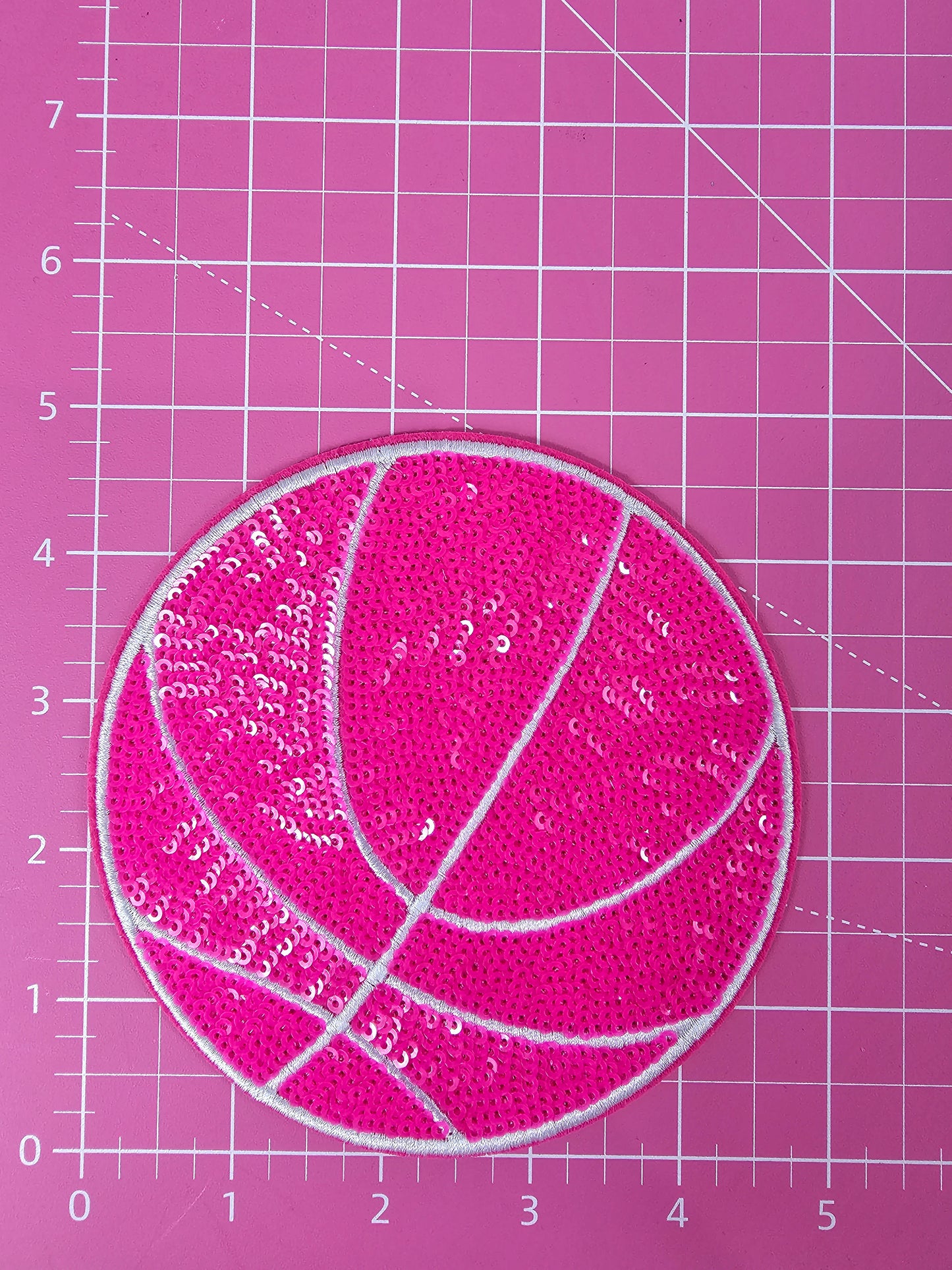 Hot Pink Basketball Sequin Iron On Patch