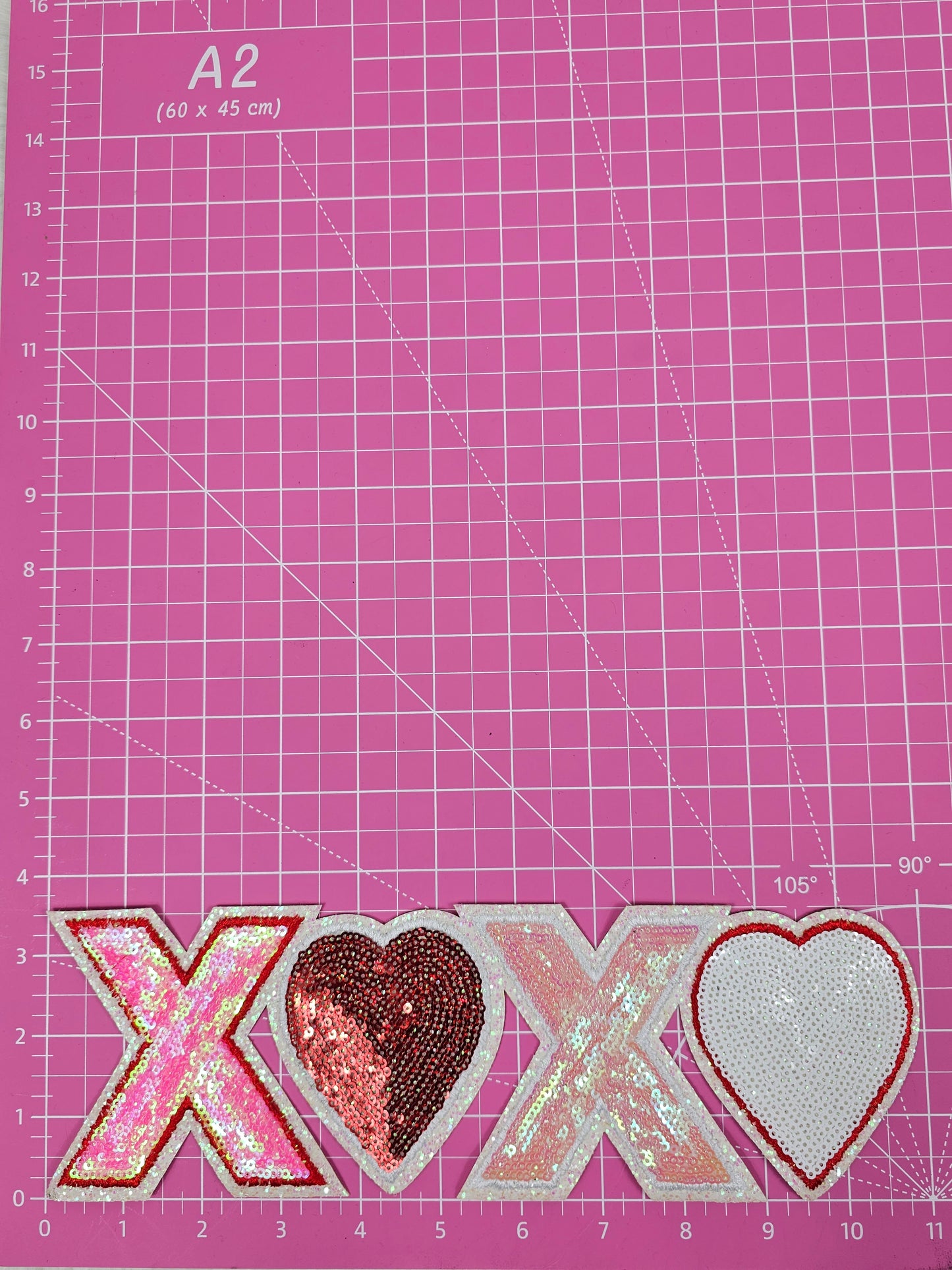 XOXO Valentines Sequin Iron On Patch
