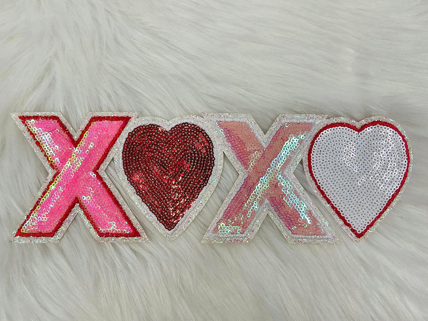 XOXO Valentines Sequin Iron On Patch
