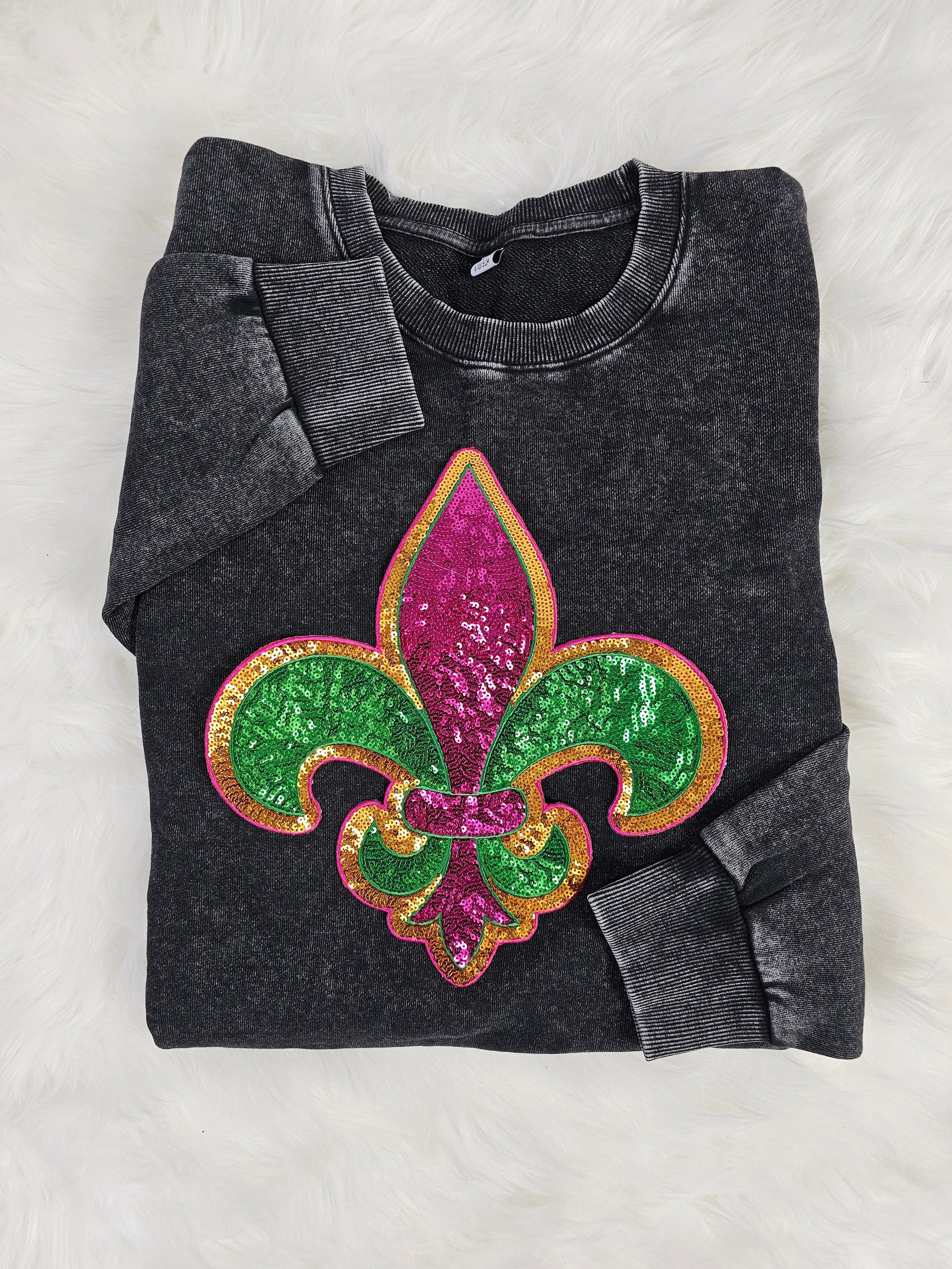 Wholesale Sequin Fleur De Lis Mardi Gras Embroidery Iron On Patch
