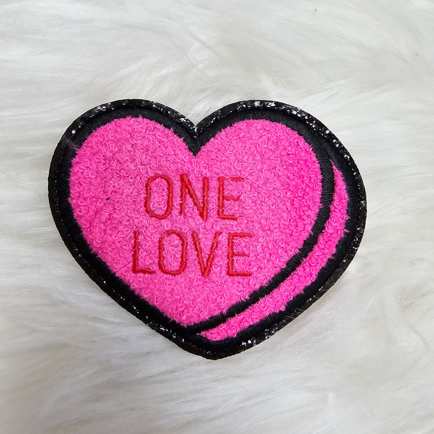 Conversation Candy Hearts Chenille Iron On Patch
