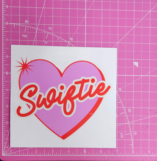 Swiftie Pink and Orange Heart UV Transfer