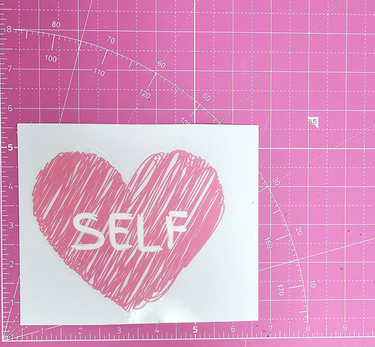SELF love Pink Heart UV Transfer
