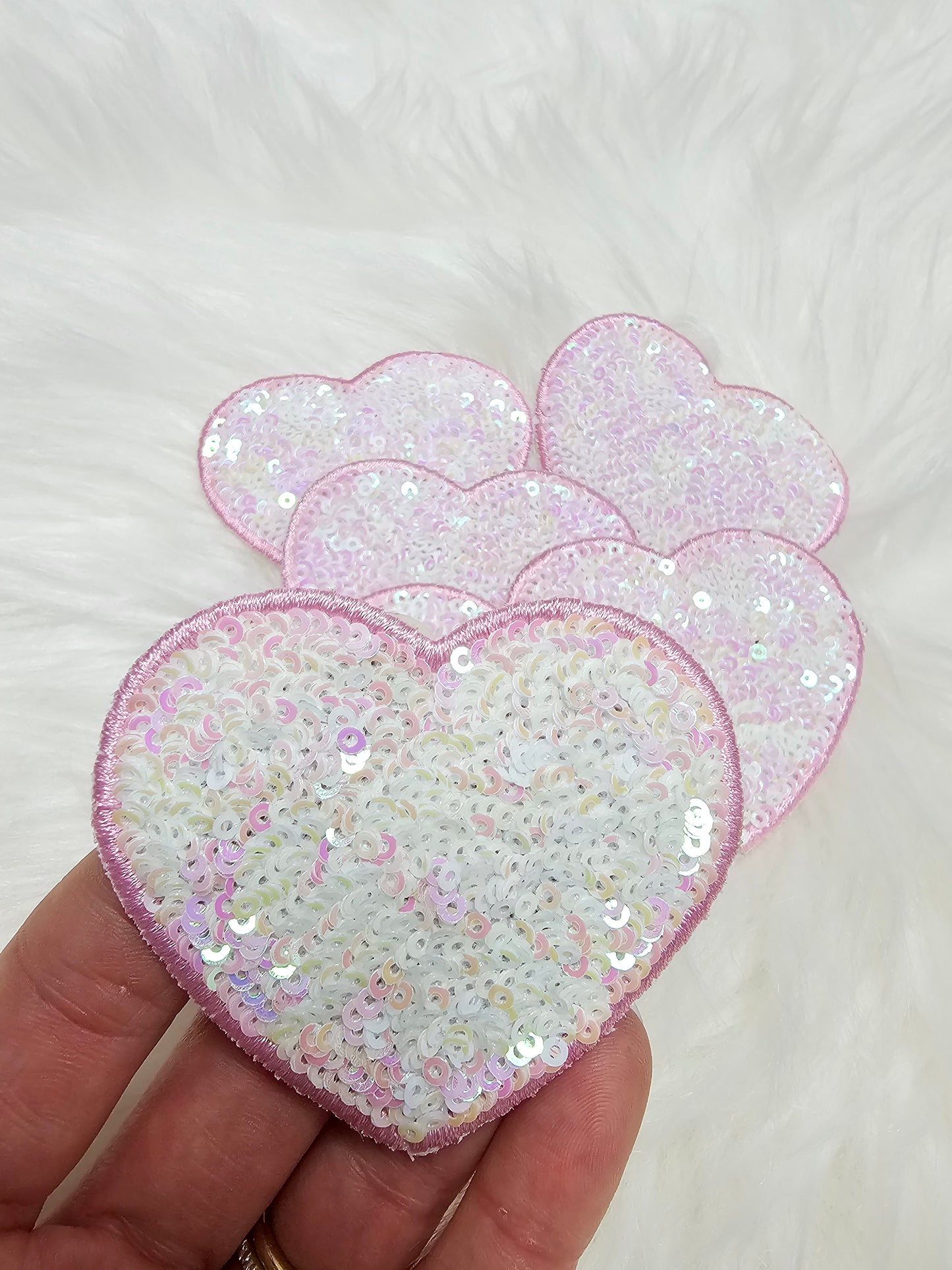 Sequin Heart Embroidery Iron On Patch