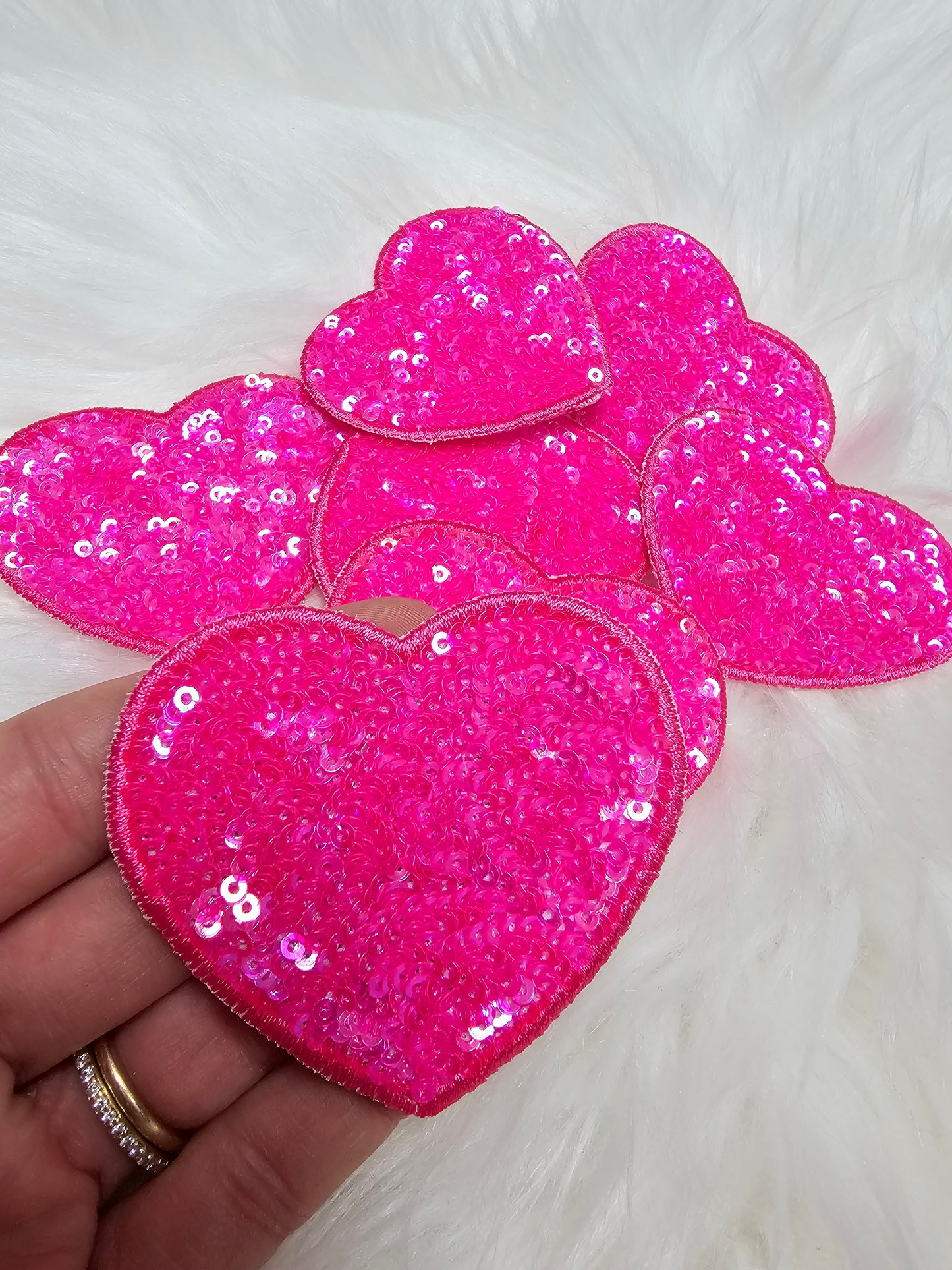 Sequin Heart Embroidery Iron On Patch
