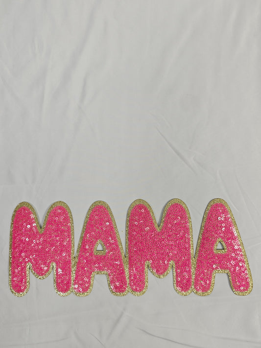 Hot Pink MAMA Sequin Iron On Patch