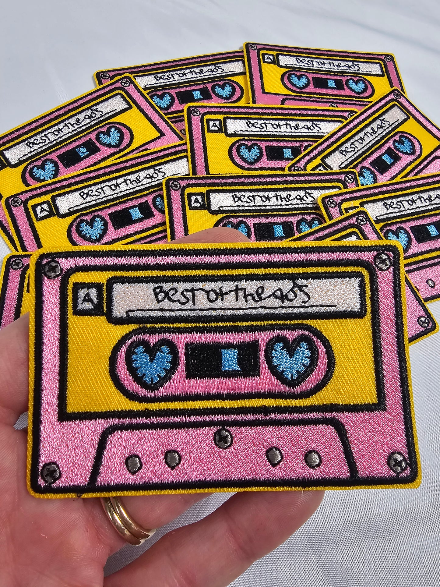 Best of the 90s Pink Cassette Tape Embroidery Iron On Patch