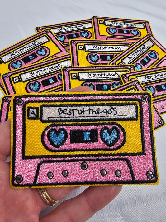 Best of the 90s Pink Cassette Tape Embroidery Iron On Patch