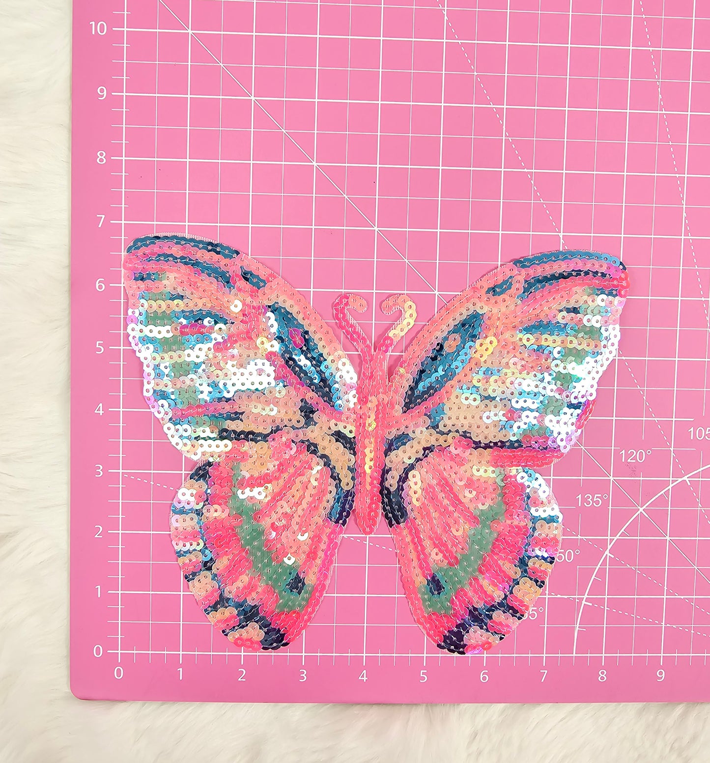 Pink Butterfly Sequin Iron On Patch