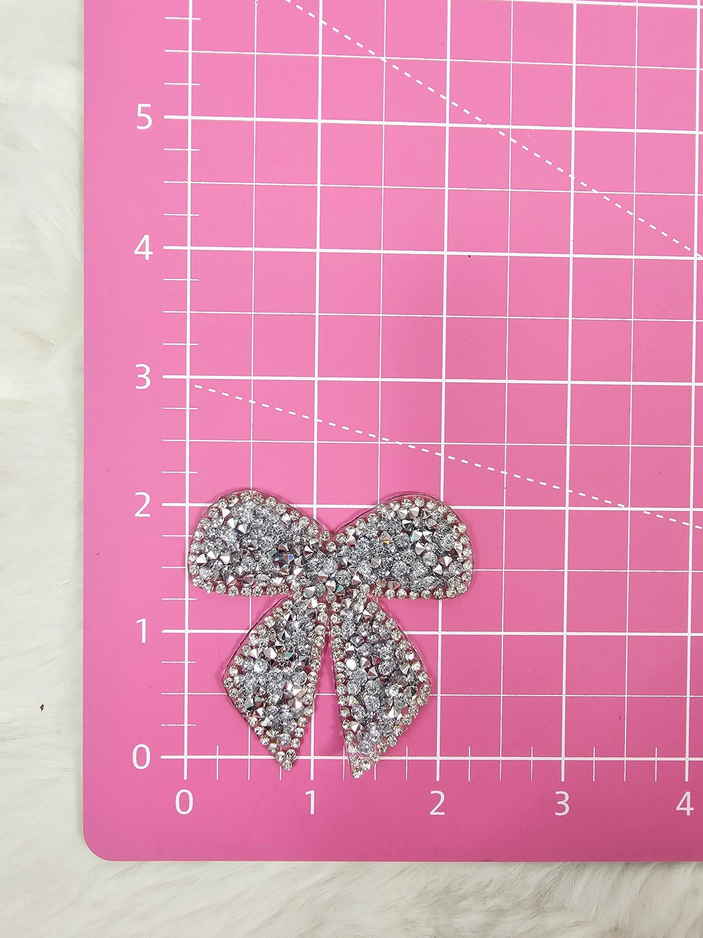 Small Silver Rhinestone Bow Iron-on Patch