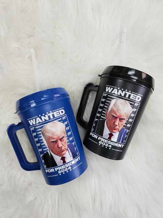 Wanted Trump for President HIP SIPS Mega Mug 34oz