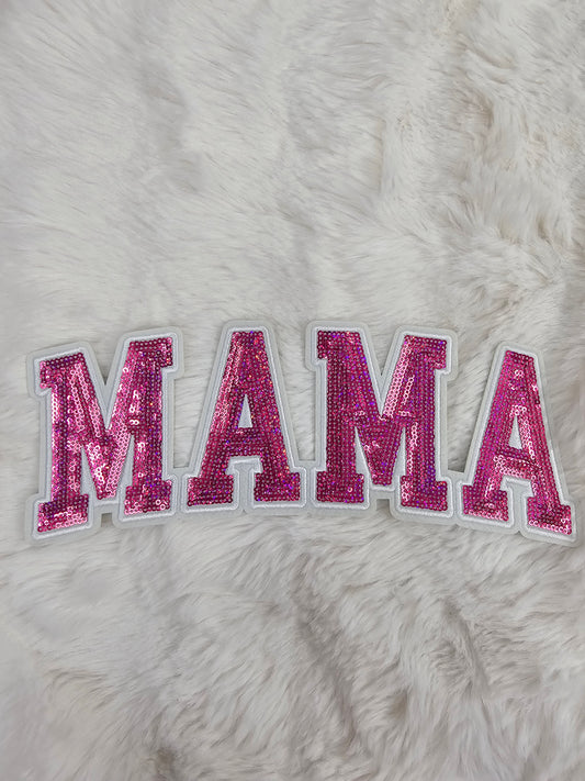 Varsity MAMA Purple and Pink Sequin Iron-on Patch