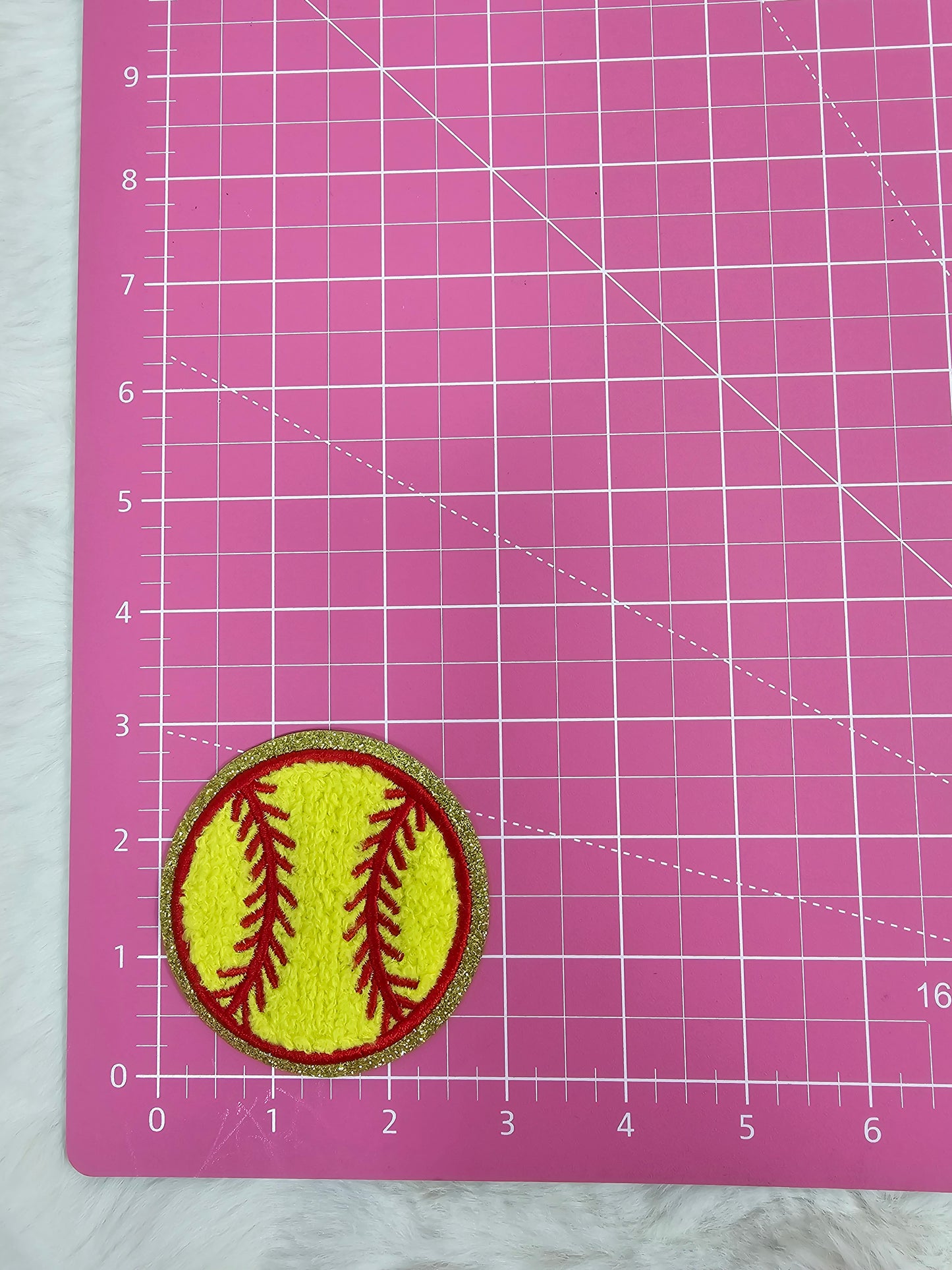 Softball Chenille Glitter Iron On Patch