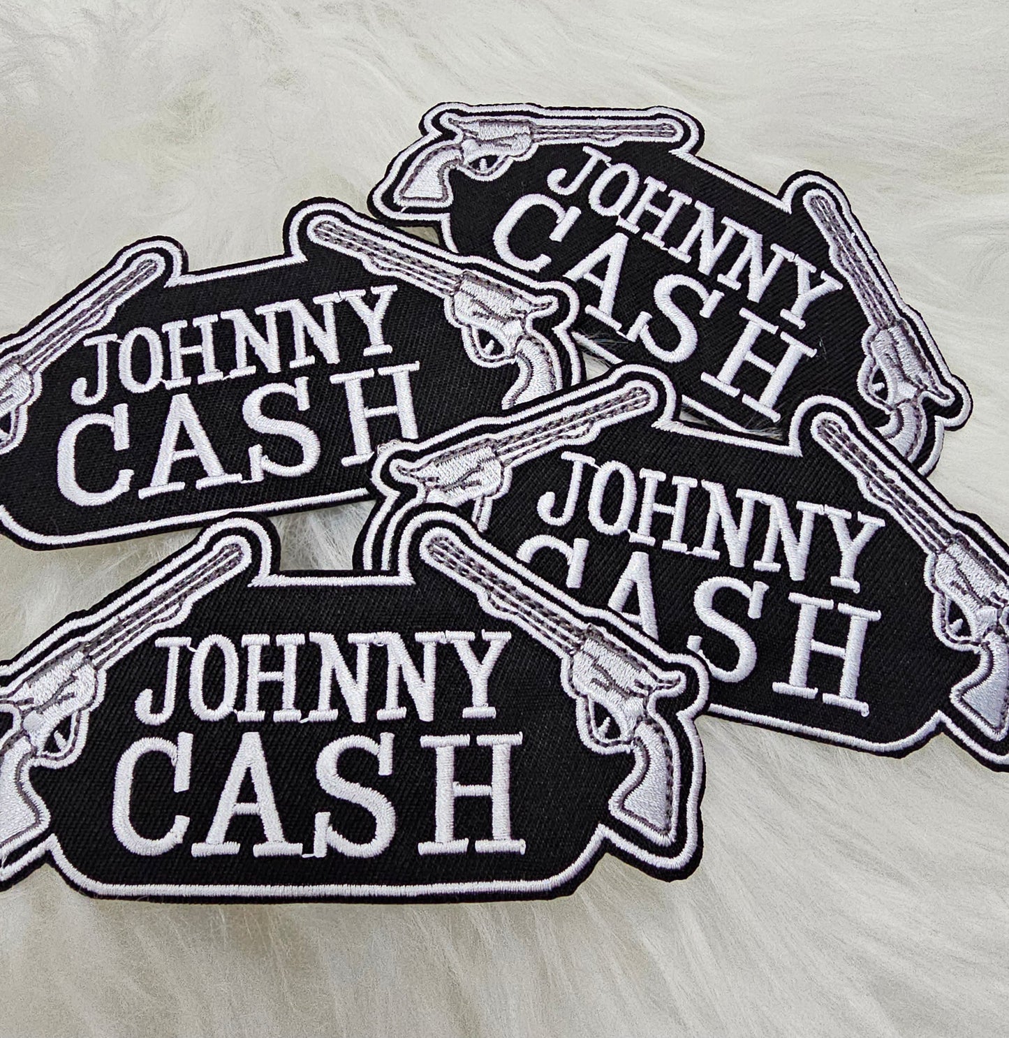 Johnny Cash Double Guns Embroidery Iron On Patch