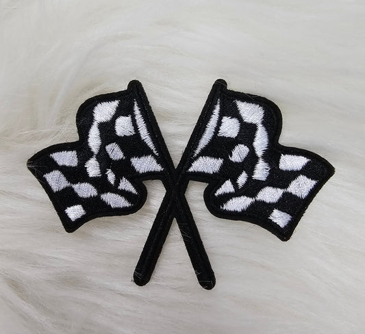 Racing Checkered Flag Embroidery Iron On Patch