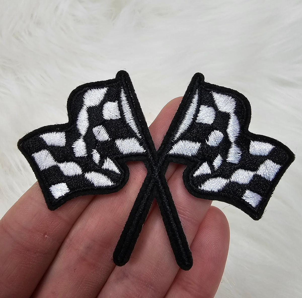 Embroidery Racing Patch Racing Checkered Flag Embroidery Iron On Patch – Scratch Decor