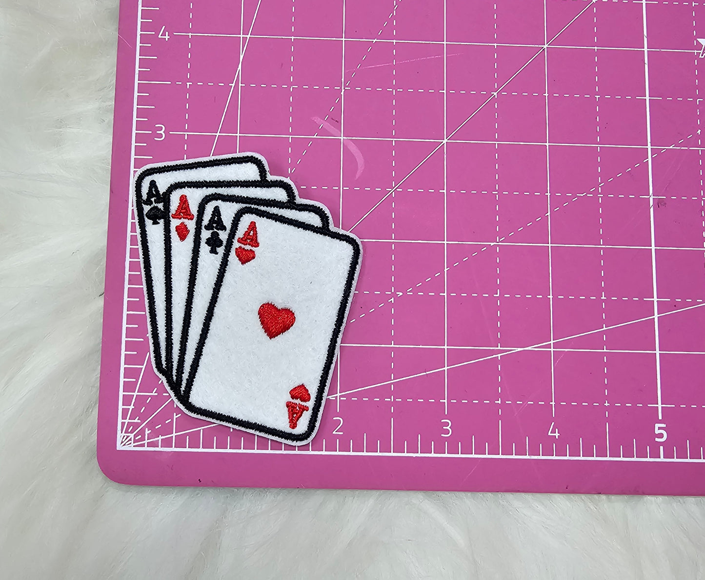 Small Ace Four of a Kind Playing Card Embroidery Iron On Patch