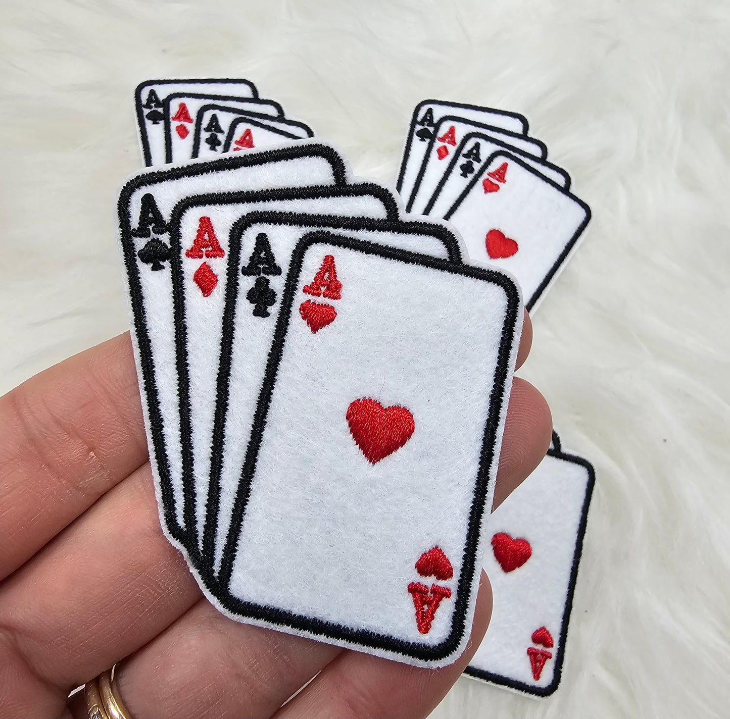 Small Ace Four of a Kind Playing Card Embroidery Iron On Patch