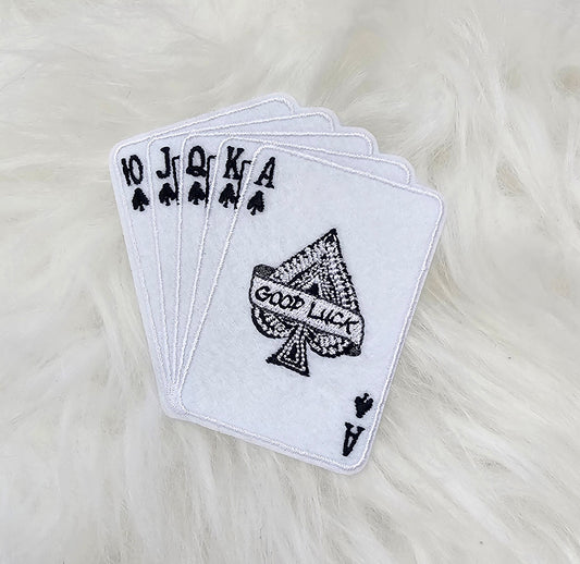 Royal Fush Ace of Spades 'Good Luck' Card Embroidery Iron On Patch