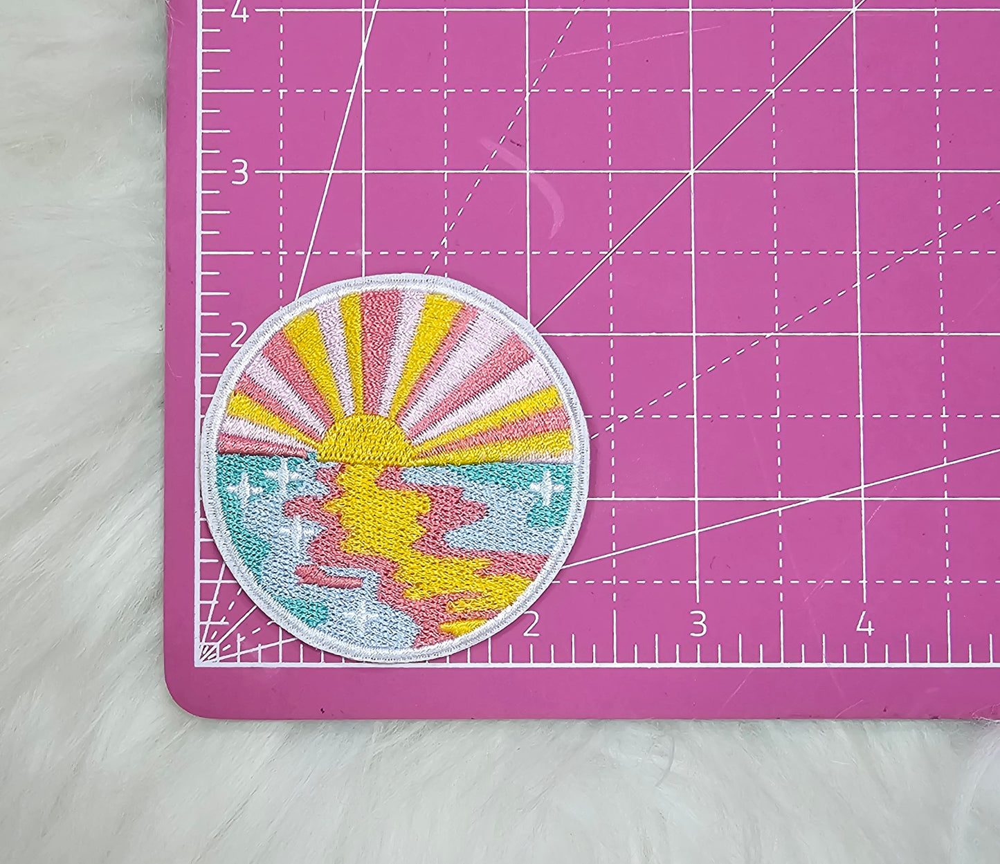 Pastel Sunset Embroidery Iron On Patch