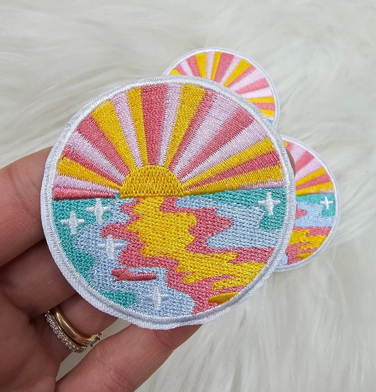Pastel Sunset Embroidery Iron On Patch