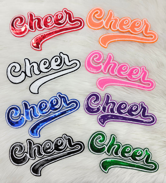 Large Cursive Cheer Sequin and Felt Iron-on Patch