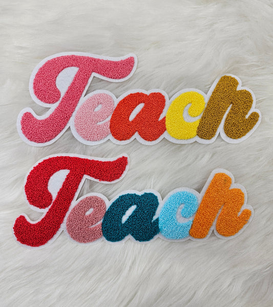 Large Teach Chenille and Felt Iron-on Patch