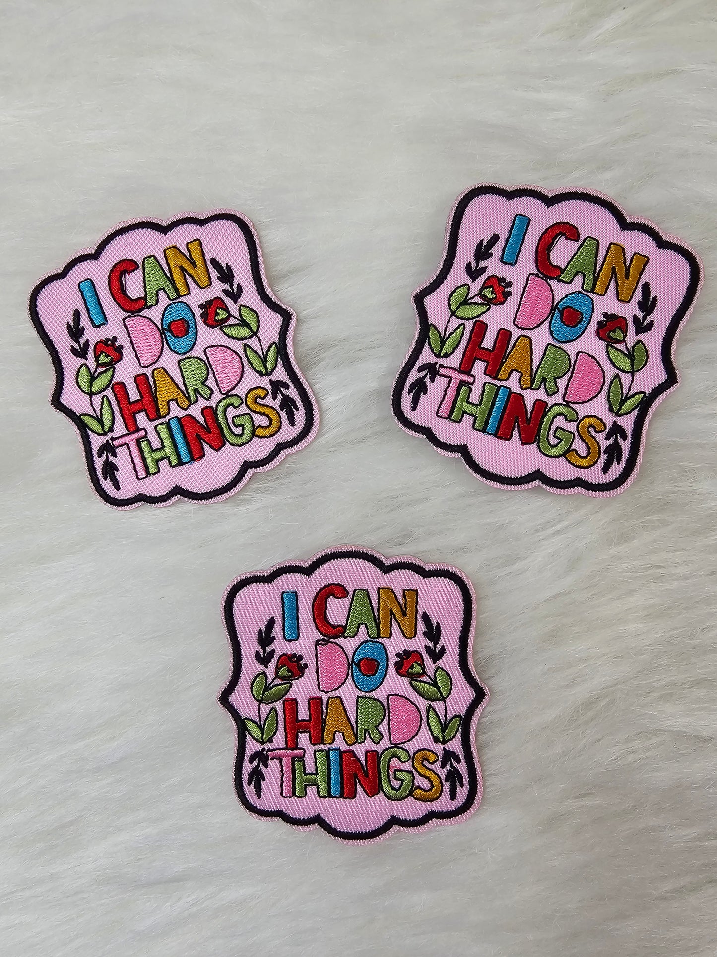 'I Can Do Hard Things' Woven Embroidery Iron On Patch