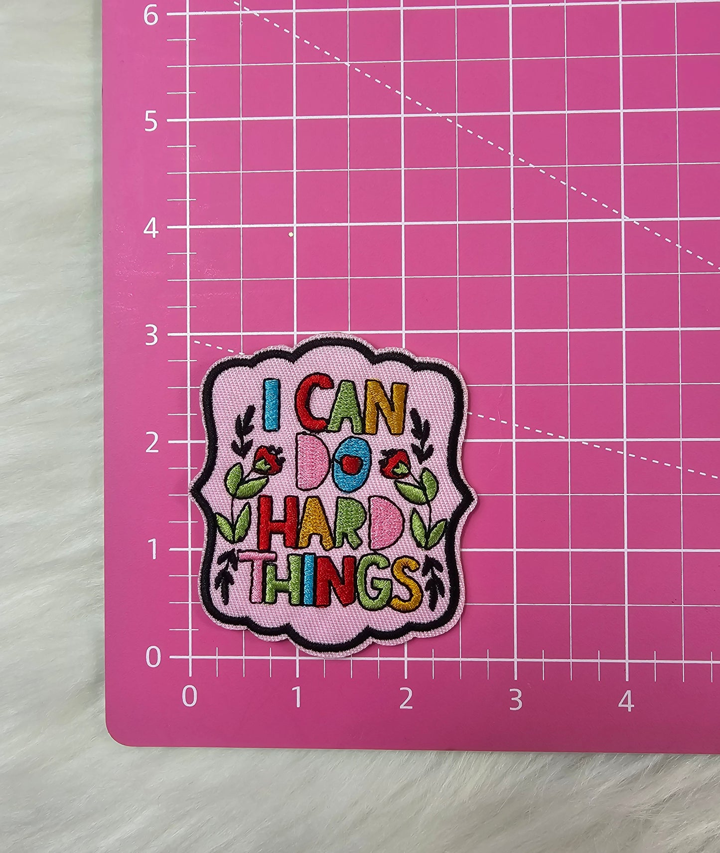 'I Can Do Hard Things' Woven Embroidery Iron On Patch