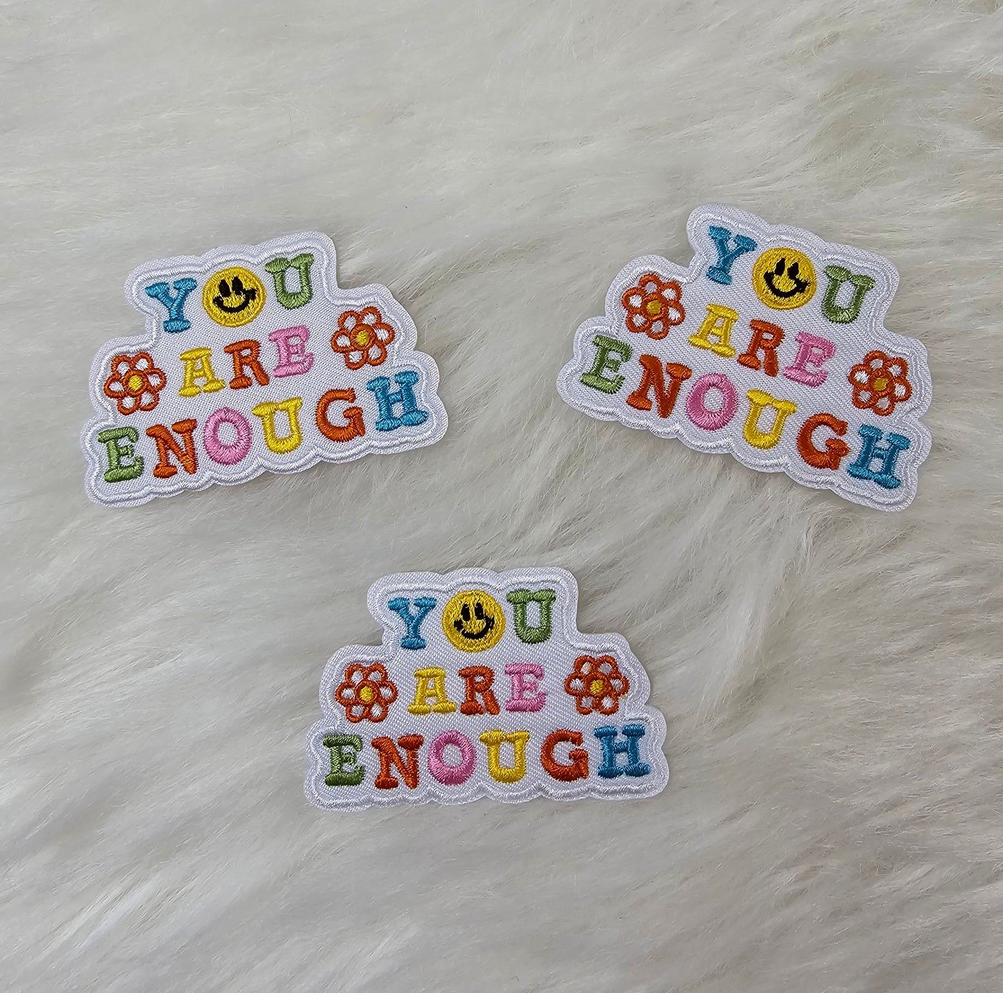 'You Are Enough' Floral Woven Embroidery Iron On Patch