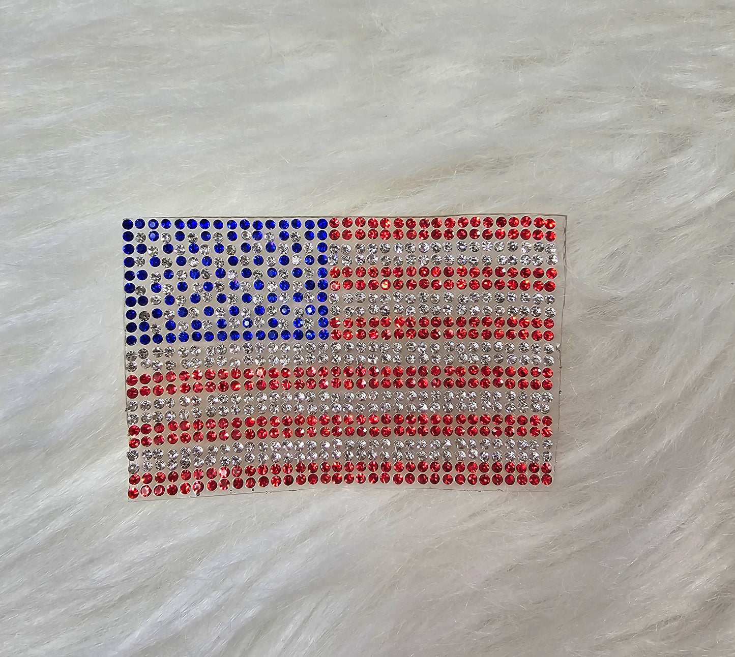 Rhinestone USA American Flag Iron-on Patch