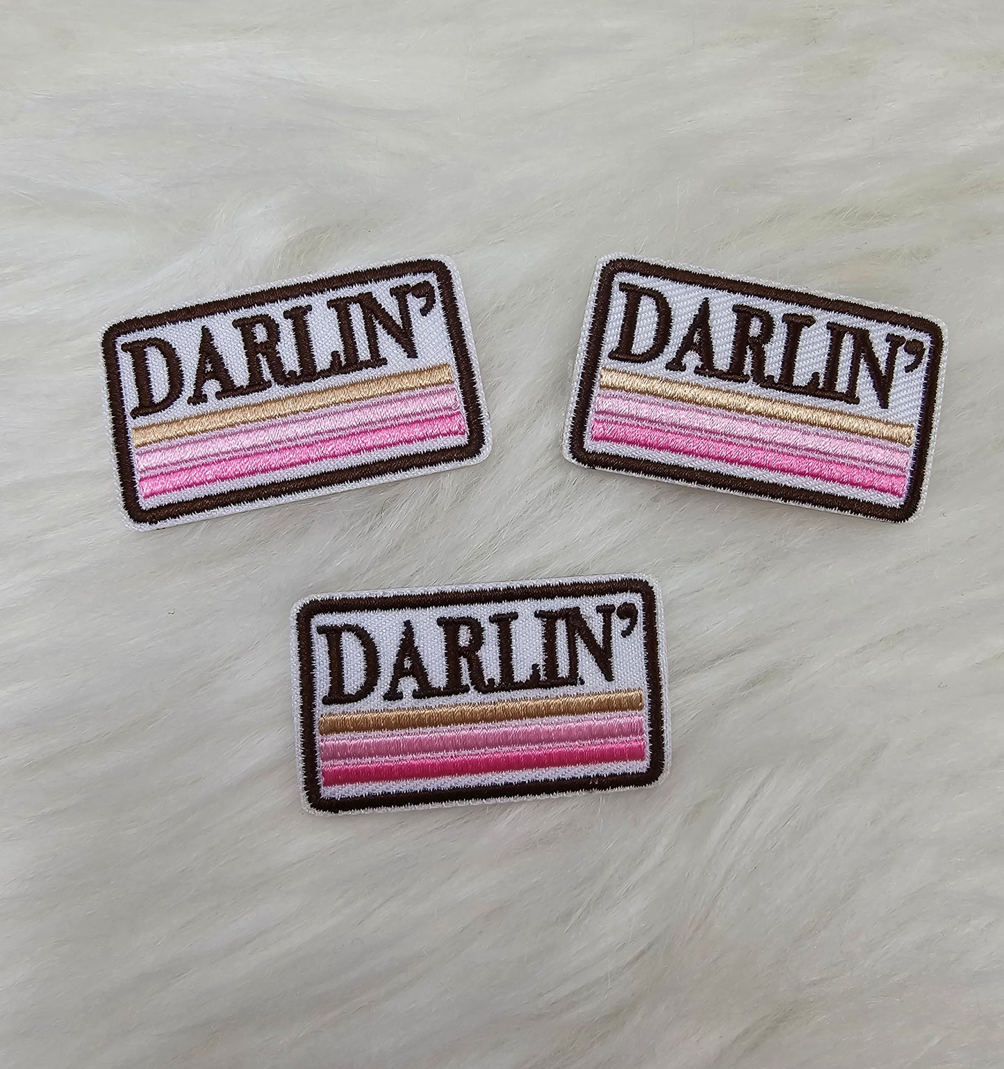 Small Brown 'Darlin' Iron On Patch