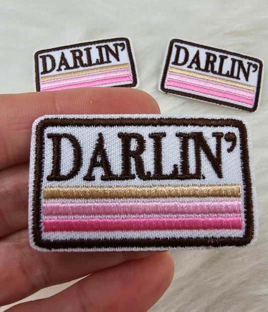 Small Brown 'Darlin' Iron On Patch
