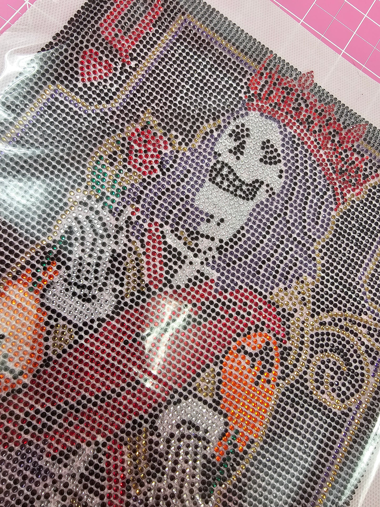 Spangle Purple Skull Queen of Hearts Card Iron On Transfer Crystal Rhinestones