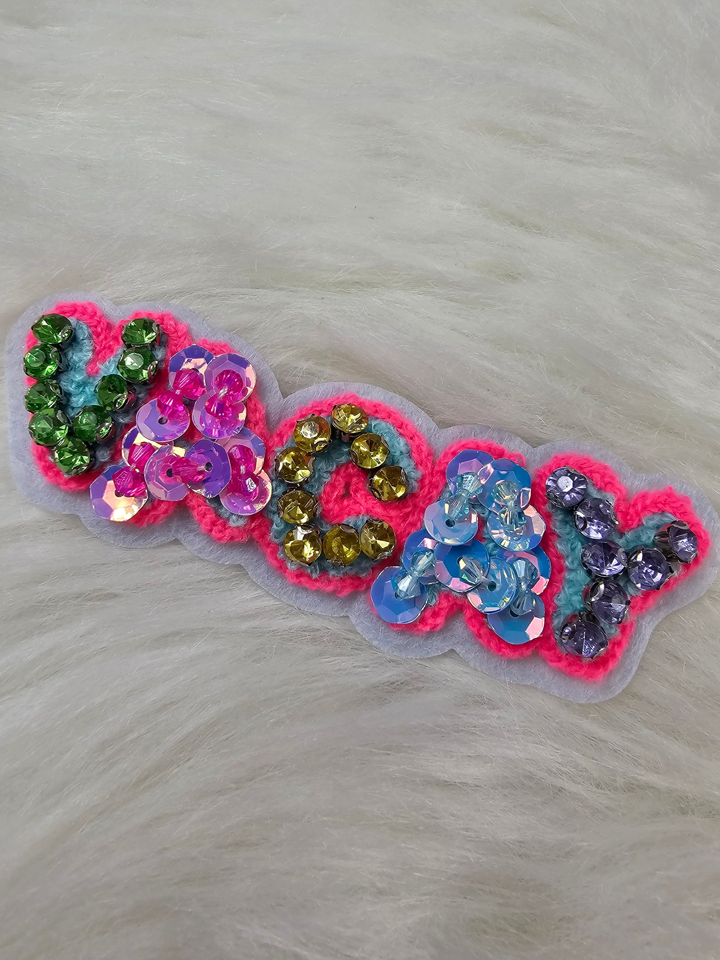 'VACAY' Rhinestone and Beaded Sequin Chenille Iron-on Patch